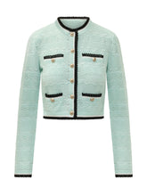 SELF-PORTRAIT - Pointelle Cardigan with Pockets - Green | Lidia Shopping ® | Official Website