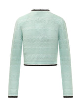 SELF-PORTRAIT - Pointelle Cardigan with Pockets - Green | Lidia Shopping ® | Official Website
