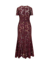 SELF-PORTRAIT - Abito Midi in Pizzo Floreale - Rosso | Lidia Shopping ® | Official Website