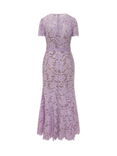 SELF-PORTRAIT - Abito Midi in Pizzo con Cintura - Viola - LIDIASHOPPING® - Official Website