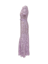 SELF-PORTRAIT - Abito Midi in Pizzo con Cintura - Viola | Lidia Shopping ® | Official Website