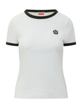 KENZO - T-shirt Aderente con Bordi a Contrasto e Logo - Bianco - LIDIASHOPPING® - Official Website