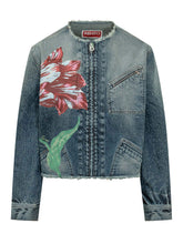 KENZO - Giacca Tulip con Stampa Floreale - Blu - LIDIASHOPPING® - Official Website