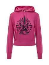 KENZO - Hooded sweatshirt featuring drawstrings, long sleeves and front embroidery depicting the Eiffel Tower with decorative motifs. Finished with ribbed cuffs and hem. - Pink - LIDIASHOPPING® - Official Website
