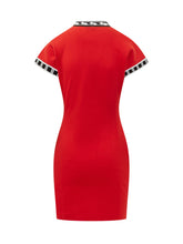 VERSACE - Mini Dress with Geometric Trims - Red - LIDIASHOPPING® - Official Website
