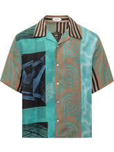VERSACE - Camicia Informale con Stampa Astratta - Blu - LIDIASHOPPING® - Official Website