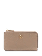 TORY BURCH - Charlie Zip Cardholder - Beige - LIDIASHOPPING® - Official Website