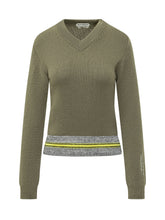 J.W. ANDERSON - V Neck Jumper with Contrast Trim - Green - LIDIASHOPPING® - Official Website