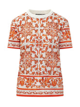 DOLCE & GABBANA - T-shirt con Stampa Maiolica - Rosso | Lidia Shopping ® | Official Website
