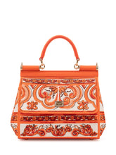 DOLCE & GABBANA - Borsa a Mano Sicily Piccola con Ricamo Ornamentale - Arancione | Lidia Shopping ® | Official Website