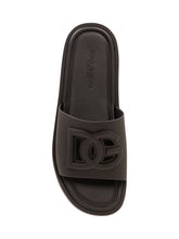 DOLCE & GABBANA - Rubber Slide Sandals with Shaped Band - Black - LIDIASHOPPING® - Official Website