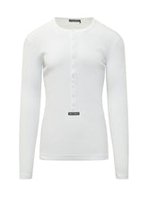 DOLCE & GABBANA - Ribbed Long Sleeve Henley - White - LIDIASHOPPING® - Official Website
