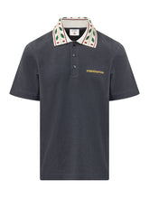 CASABLANCA - Polo Laurel con Colletto Ricamato - Blu - LIDIASHOPPING® - Official Website