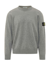 STONE ISLAND - Felpa Girocollo con Patch Logo Applicata - Grigio - LIDIASHOPPING® - Official Website