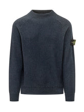 STONE ISLAND - Ribbed Crewneck Sweater - Blue - LIDIASHOPPING® - Official Website