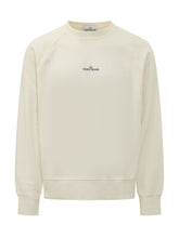 STONE ISLAND - Felpa Girocollo con Logo Centrale - Bianco - LIDIASHOPPING® - Official Website