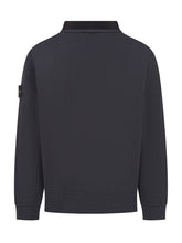 STONE ISLAND - Polo a Maniche Lunghe con Mezza Zip - Blu - LIDIASHOPPING® - Official Website