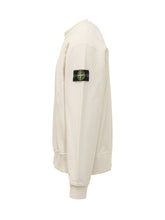 STONE ISLAND - Felpa Girocollo con Patch Logo Applicata - Bianco - LIDIASHOPPING® - Official Website