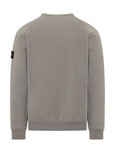 STONE ISLAND - Felpa Girocollo con Patch Logo Applicata - Grigio - LIDIASHOPPING® - Official Website