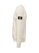 STONE ISLAND - Crewneck Sweatshirt with Applied Logo Patch - White - LIDIASHOPPING® - Official Website