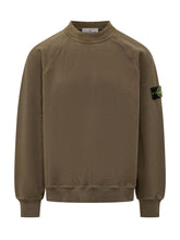 STONE ISLAND - Felpa Girocollo con Patch Logo - Marrone - LIDIASHOPPING® - Official Website