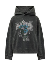 GANNI - Felpa Corta con Cappuccio E Stampa Floreale - Nero - LIDIASHOPPING® - Official Website