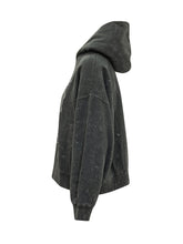 GANNI - Felpa Corta con Cappuccio E Stampa Floreale - Nero - LIDIASHOPPING® - Official Website