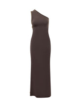 ELISABETTA FRANCHI - Abito Lungo Monospalla con Zip Laterale - Marrone - LIDIASHOPPING® - Official Website