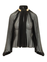 ELISABETTA FRANCHI - Sheer Blouse with Voluminous Sleeves - Black - LIDIASHOPPING® - Official Website