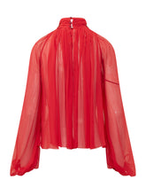 ELISABETTA FRANCHI - Sheer Blouse with Voluminous Sleeves - Red - LIDIASHOPPING® - Official Website