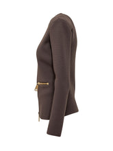 ELISABETTA FRANCHI - Cardigan with Front Zip and Pockets - Brown - LIDIASHOPPING® - Official Website