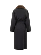 PAROSH - Cappotto Lungo con Collo Soffice - Blu - LIDIASHOPPING® - Official Website