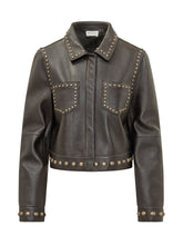 PAROSH - Giubbotto con Borchie e Tasche Applicate - Marrone - LIDIASHOPPING® - Official Website