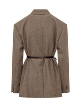 PAROSH - Checked Jacket with Belt - Brown - LIDIASHOPPING® - Official Website