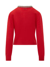PINKO - Colonia Cardigan with Embellished Collar - Red - LIDIASHOPPING® - Official Website