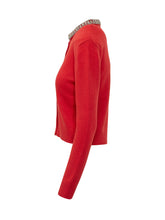 PINKO - Colonia Cardigan with Embellished Collar - Red - LIDIASHOPPING® - Official Website
