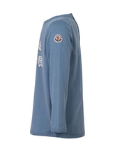 MONCLER KIDS - T-shirt a Maniche Lunghe con Grafica - Blu - LIDIASHOPPING® - Official Website