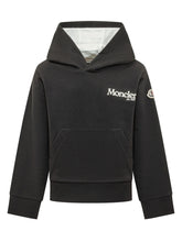 MONCLER KIDS - Felpa con Cappuccio e Logo - Nero - LIDIASHOPPING® - Official Website