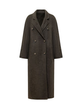 LOULOU DE SAISON - Long coat featuring wide notched lapels, double breasted six button fastening and long sleeves. Designed with dropped shoulders, side pockets and a straight silhouette. - Brown - LIDIASHOPPING® - Official Website