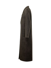 LOULOU DE SAISON - Long coat featuring wide notched lapels, double breasted six button fastening and long sleeves. Designed with dropped shoulders, side pockets and a straight silhouette. - Brown - LIDIASHOPPING® - Official Website