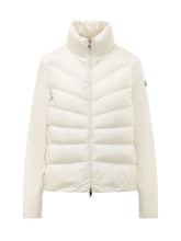 MONCLER - Cardigan with Chevron Quilted Panel - White - LIDIASHOPPING® - Official Website