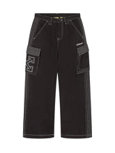 OFF-WHITE KIDS - Cargo Trousers with Contrast Stitching - Black - LIDIASHOPPING® - Official Website
