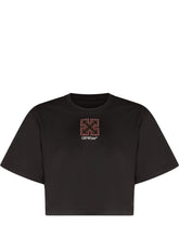 OFF-WHITE KIDS - Cropped T-shirt with Embellished Logo - Black - LIDIASHOPPING® - Official Website