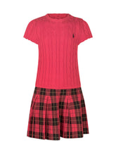 POLO RALPH LAUREN KIDS - Abito con Top in Maglia e Gonna Tartan - Rosso - LIDIASHOPPING® - Official Website