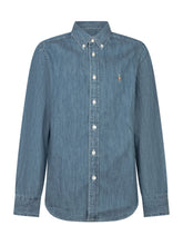 POLO RALPH LAUREN KIDS - Camicia Button Down con Logo sul Petto - Blu - LIDIASHOPPING® - Official Website