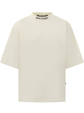 PALM ANGELS - T-shirt Oversize con Logo sul Collo - Bianco - LIDIASHOPPING® - Official Website