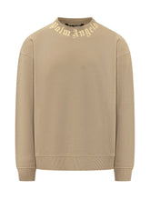 PALM ANGELS - Felpa Girocollo con Logo sul Collo - Beige - LIDIASHOPPING® - Official Website