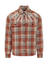 PALM ANGELS - Overshirt a Quadri con Tasche Applicate - Arancione - LIDIASHOPPING® - Official Website