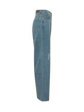 PALM ANGELS - Jeans Ampi con Logo sulle Gambe - Blu - LIDIASHOPPING® - Official Website