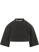 PALM ANGELS - Cropped T-shirt with High Neck - Black - LIDIASHOPPING® - Official Website